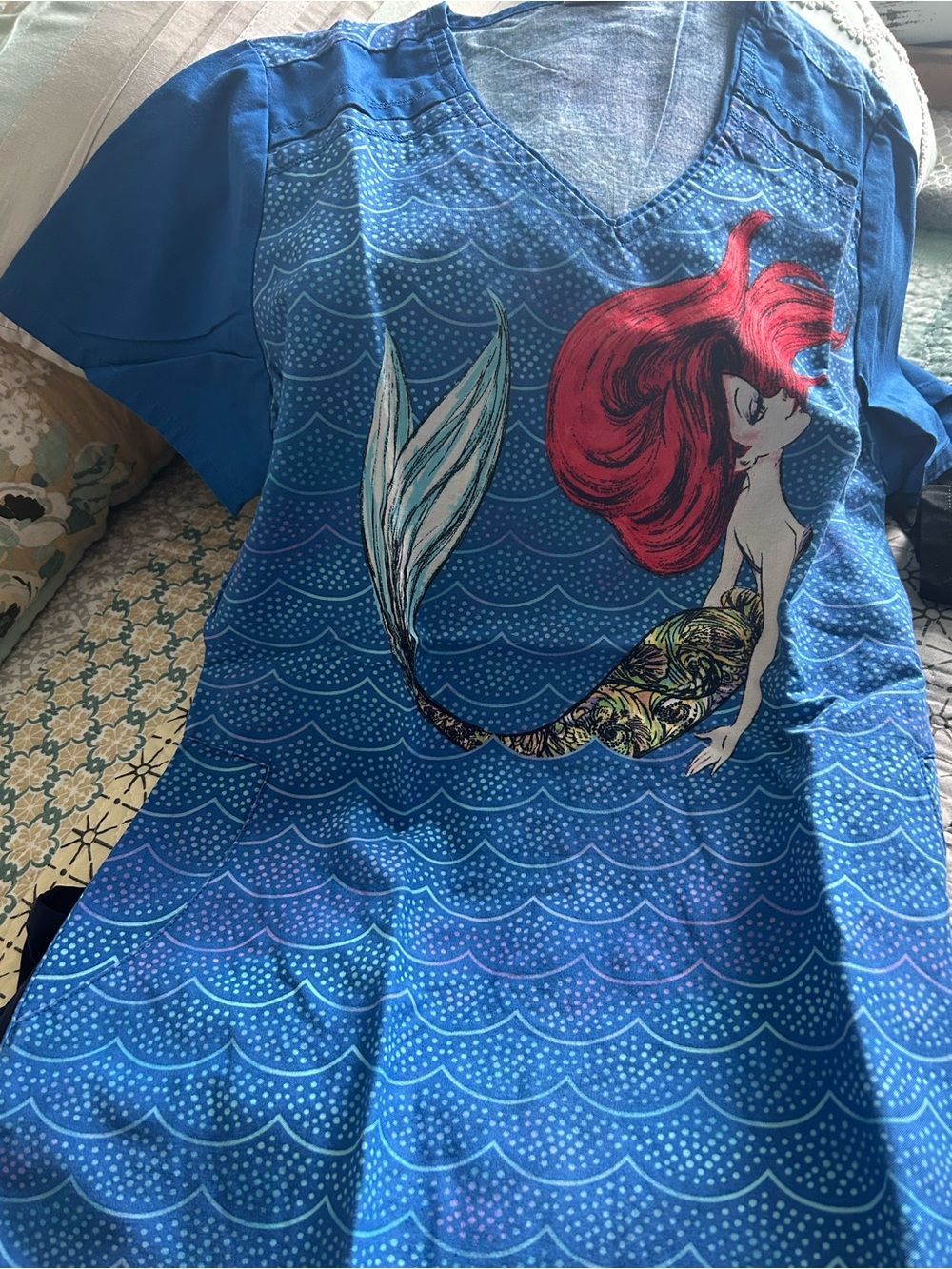 Disney Blue Ariel and Ursula scrub top and pants sets Bundle deal XS sizes all - Picture 1 of 2